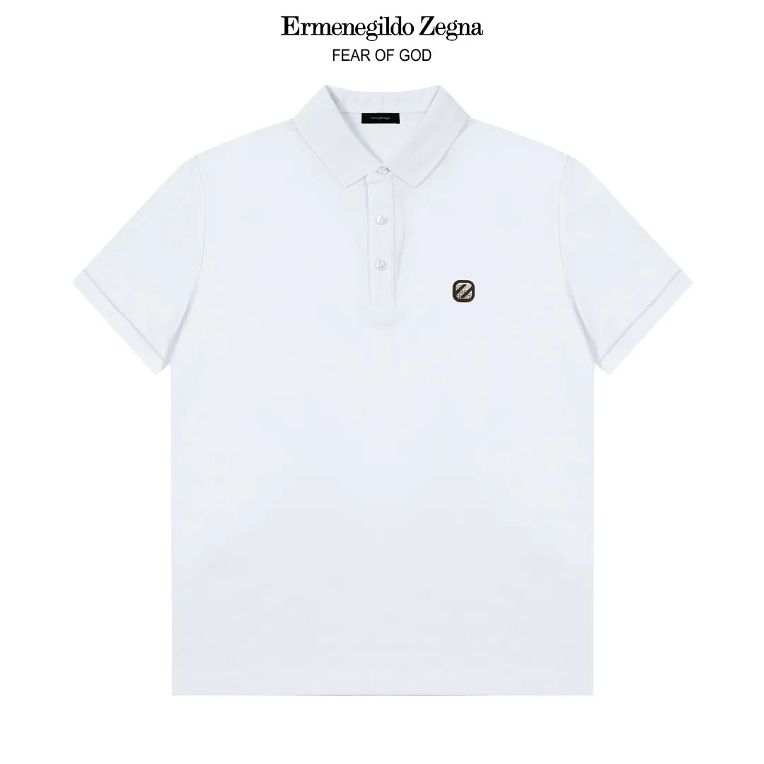 ZEGNA LOGO Polo ， Retro Same Style Versatile : White Black Size：M-3XL